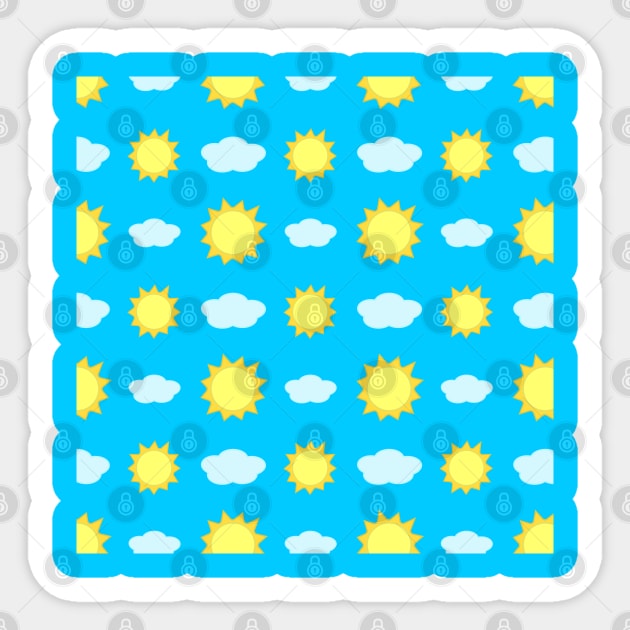 Sun and Clouds Pattern in Blue Sticker by Kelly Gigi